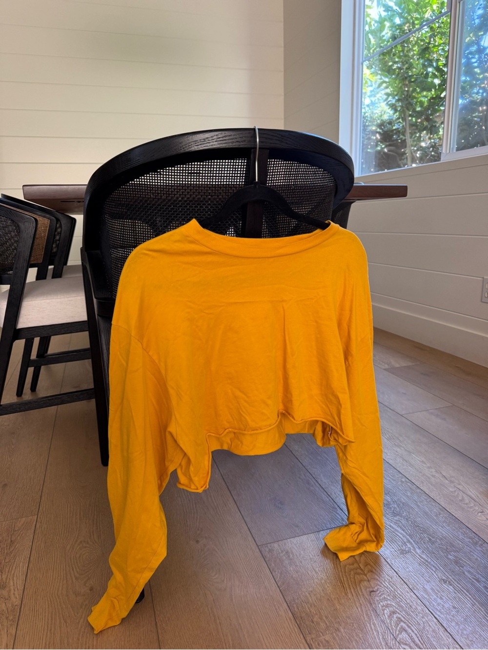 Aritzia Cropped Long-Sleeve Top in Bright Yellow
